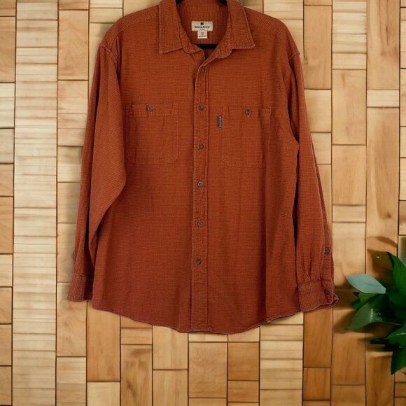 WoolRich Men's Solid Cotton Casual Button-Up Shirt Burnt Red Size XL - Picture 1 of 8